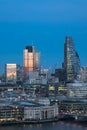 City of London skyscrapers office buildings skyline at twilight Royalty Free Stock Photo