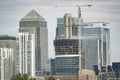 Skyline of City of London / Square mile financial district in London, UK over Thames