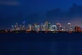 Skyline city miami lighting lights sea ocean sunset night cityscape buildings downtown, architecture skyscraper dusk