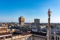 The skyline of the city of milan, with the velasca tower