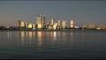 Skyline of the city of perth and the swan river in western australia at dusk