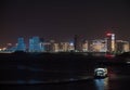 Skyline of the city of Xiamen illuminated at night