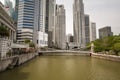 The skyline and cityscape along Singapore River Royalty Free Stock Photo