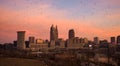 Skyline of Cleveland in Ohio on the sunset Royalty Free Stock Photo