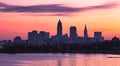 Skyline of Cleveland in Ohio on the sunset Royalty Free Stock Photo