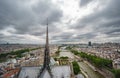 Skyline of clouds over Paris from Notre Dame Royalty Free Stock Photo