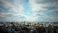 skyline with clouds under big city, Kiev Royalty Free Stock Photo