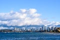 Skyline of condos as fog and clouds clear over Vancouver, BC, Canada Royalty Free Stock Photo