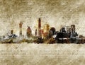 Skyline of dallas in modern and abstract vintage look