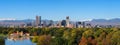 Skyline of Denver downtown with Rocky Mountains