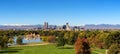 Skyline of Denver downtown with Rocky Mountains Royalty Free Stock Photo