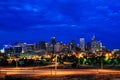 Skyline of Denver at night in Colorado, USA. Royalty Free Stock Photo