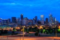 Skyline of Denver at night in Colorado, USA. Royalty Free Stock Photo