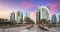 The skyline of Doha, Qatar before sunset Royalty Free Stock Photo