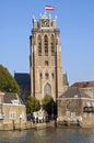 Skyline Dordrecht with Hooikade and Great Church Royalty Free Stock Photo