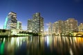 Skyline of downtown and Brickell Key at night Royalty Free Stock Photo