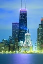 Skyline of downtown Chicago at dusk Royalty Free Stock Photo