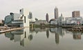 Skyline of Downtown Cleveland, Ohio, and Rock n' Roll Hall of Fame and Museum