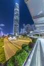 Downtown district of Hong Kong city at night Royalty Free Stock Photo