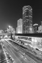 Skyline of downtown district of Hong Kong city at night Royalty Free Stock Photo