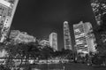 Skyline of downtown district of Hong Kong city at night Royalty Free Stock Photo