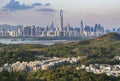 Skyline of downtown district of Shenzhen city, China Royalty Free Stock Photo