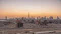 Skyline of Downtown Dubai day to night timelapse. Royalty Free Stock Photo