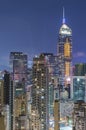 Skyline of Hong Kong city at night Royalty Free Stock Photo