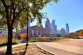 Skyline of downtown houston at Sesquicentennial park Royalty Free Stock Photo