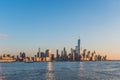 Skyline of downtown  Manhattan of New York City at dusk, viewed from New Jersey, USA Royalty Free Stock Photo