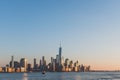 Skyline of downtown  Manhattan of New York City at dusk, viewed from New Jersey, USA Royalty Free Stock Photo