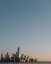 Skyline of downtown  Manhattan of New York City at dusk, viewed from New Jersey, USA Royalty Free Stock Photo