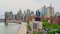 Skyline of downtown New York with the Brooklyn bridge