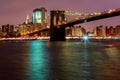 Lights on Brooklyn Bridge New York City, USA Royalty Free Stock Photo