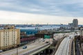 Skyline of downtown philadelphia, pennsylvania from Benjamin Franklin bridge in spring Royalty Free Stock Photo