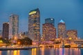 The skyline of downtown Tampa, Florida, at Night Royalty Free Stock Photo