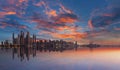 Skyline of Dubai Marina at a beautiful sunset with dramatic sky Royalty Free Stock Photo