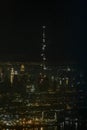 Skyline of Dubai VAE Burj Khalifa in the dark as seen from airplane Royalty Free Stock Photo