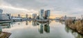 Skyline of Duesseldorf during sunset Royalty Free Stock Photo