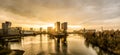 Skyline of Duesseldorf during sunset Royalty Free Stock Photo