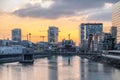 Skyline of Duesseldorf during sunset Royalty Free Stock Photo