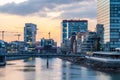 Skyline of Duesseldorf during sunset Royalty Free Stock Photo