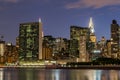 Skyline of the east side of midtown Manhattan at night Royalty Free Stock Photo