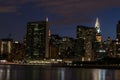 Skyline of the east side of midtown Manhattan at night Royalty Free Stock Photo