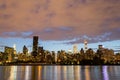 Skyline of the east side of midtown Manhattan at night Royalty Free Stock Photo