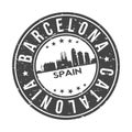 Barcelona Catalonia Spain Europe Round Button City Skyline Design Stamp Vector Travel Tourism