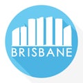 Brisbane Australia Round Icon Vector Art Flat Shadow Design Skyline City Silhouette Template Logo Royalty Free Stock Photo