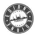 Edirne Turkey Europe Round Button City Skyline Design Stamp Vector Travel Tourism Royalty Free Stock Photo