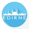 Edirne Turkey Round Icon Vector Art Flat Shadow Design Skyline City Silhouette Template Logo Royalty Free Stock Photo