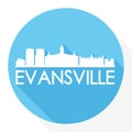 Evansville Indiana USA Round Icon Vector Art Flat Shadow Design Skyline City Silhouette Template Logo